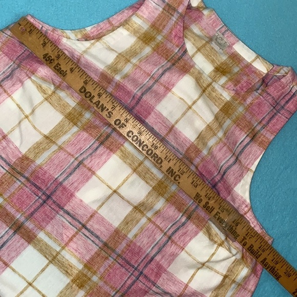 LOFT BEACH tulip style back button snap closure tank plaid soft NEW size S - Picture 10 of 11